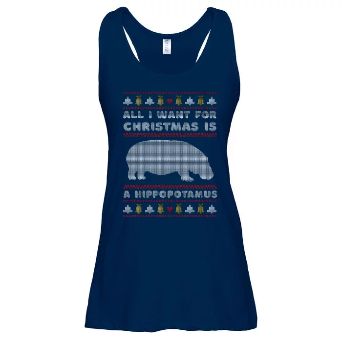 All I Want For Christmas Is A Hippopotamus Cute Ugly Christmas Ladies Essential Flowy Tank