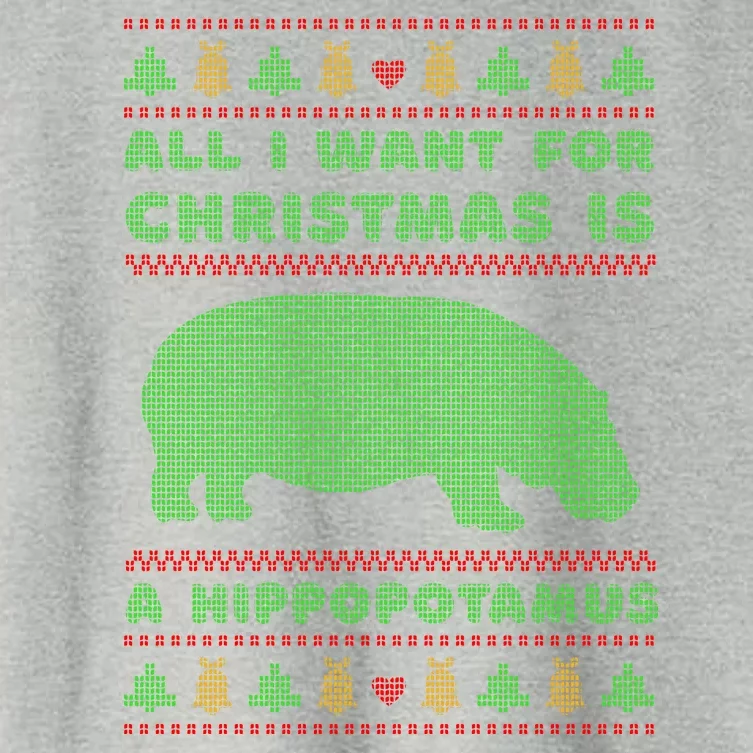 All I Want For Christmas Is A Hippopotamus Cute Ugly Christmas Women's Crop Top Tee