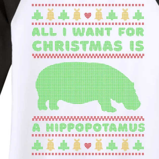 All I Want For Christmas Is A Hippopotamus Cute Ugly Christmas Women's Tri-Blend 3/4-Sleeve Raglan Shirt