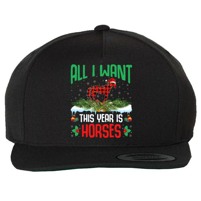 All I Want This Year Is Horses Wearing Santa Hat Christmas Cute Gift Wool Snapback Cap