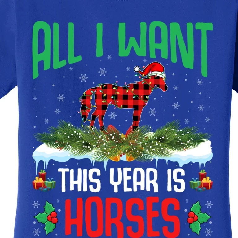 All I Want This Year Is Horses Wearing Santa Hat Christmas Cute Gift Women's T-Shirt