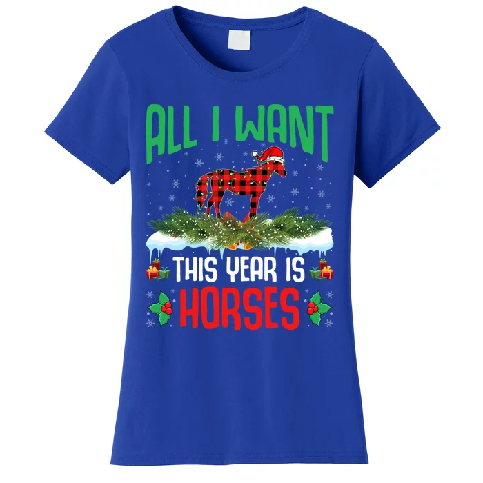 All I Want This Year Is Horses Wearing Santa Hat Christmas Cute Gift Women's T-Shirt