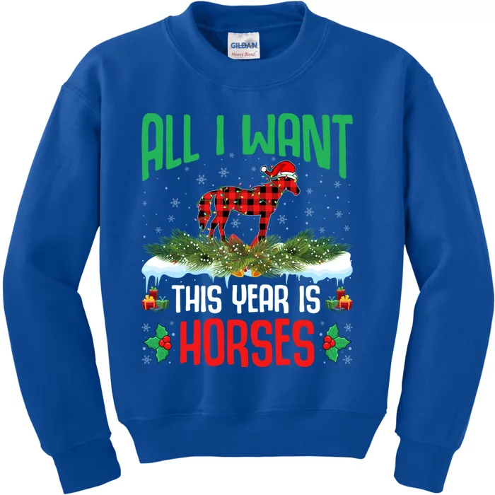 All I Want This Year Is Horses Wearing Santa Hat Christmas Cute Gift Kids Sweatshirt