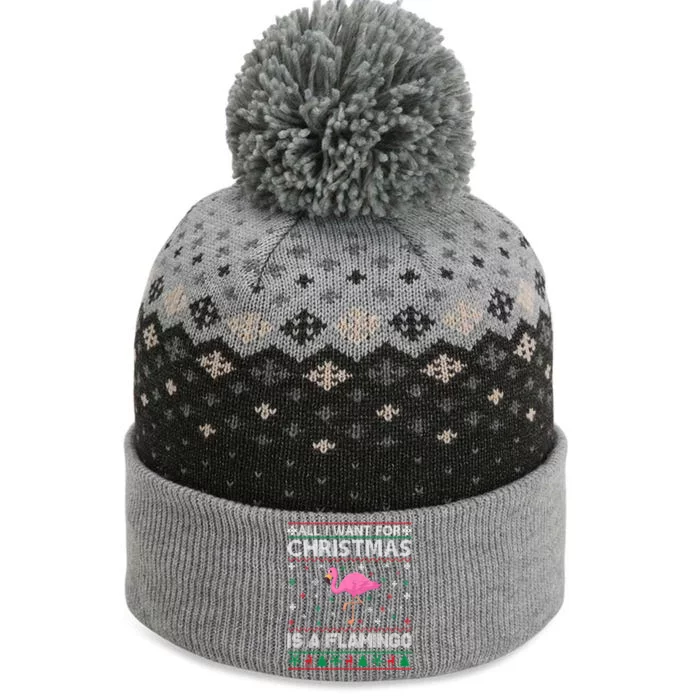 All I Want For Christmas Is A Flamingo Ugly Xmas Sweater Gift The Baniff Cuffed Pom Beanie