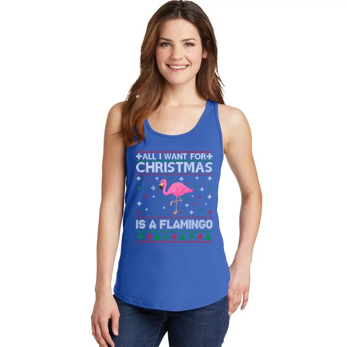 All I Want For Christmas Is A Flamingo Ugly Xmas Sweater Gift Ladies Essential Tank