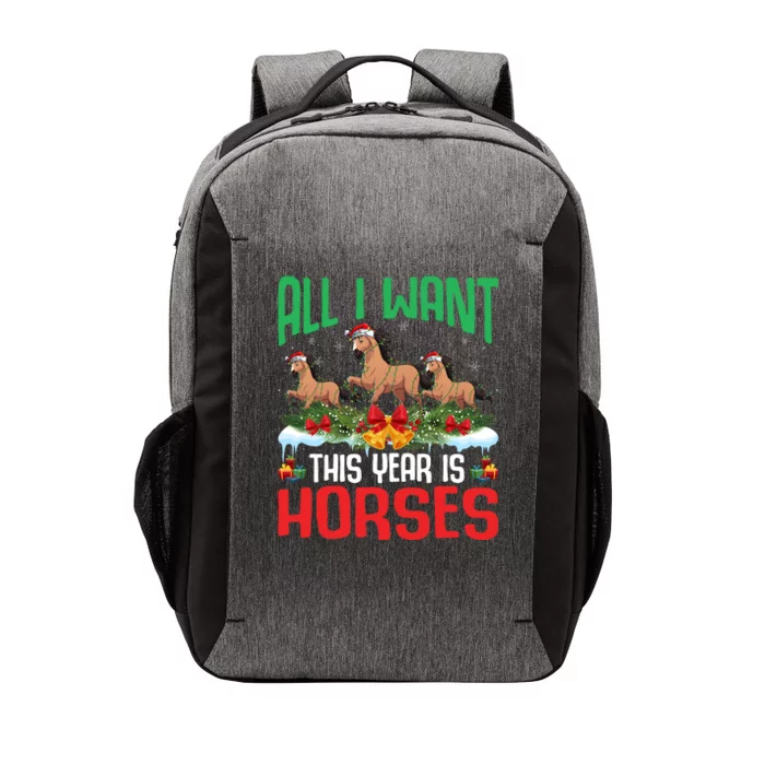 All I Want This Year Is Horses Wearing Santa Hat Christmas Great Gift Vector Backpack