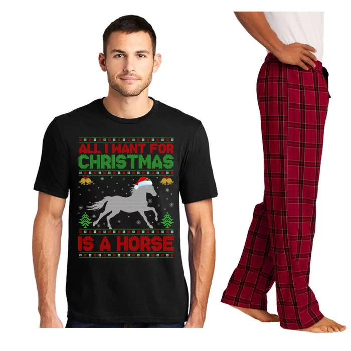 All I Want For Xmas Is A Horse Funny Ugly Christmas Horse Great Gift Pajama Set