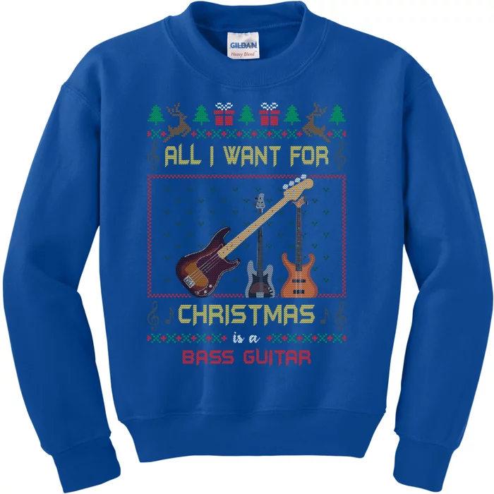 All I Want For Christmas Is A Bass Guitar Music Ugly Sweater Gift Kids Sweatshirt