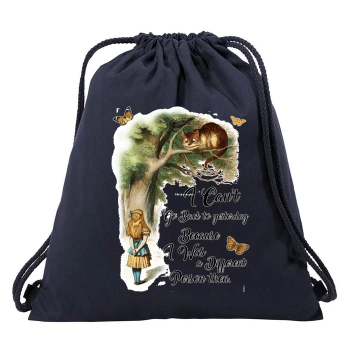 Alice In Wonderland Quote Drawstring Bag