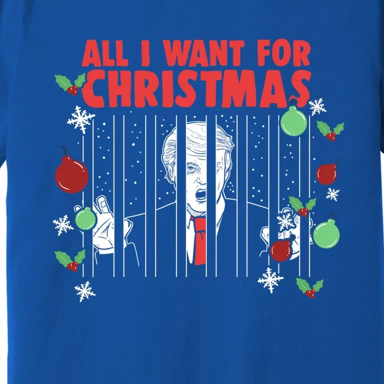 All I Want For Christmas Anti Trump Prison Jail Gift Premium T-Shirt