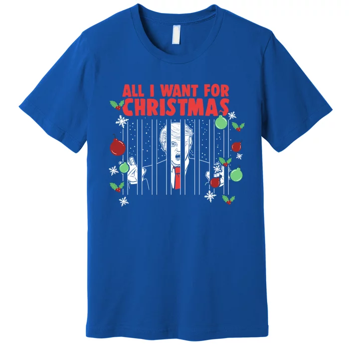 All I Want For Christmas Anti Trump Prison Jail Gift Premium T-Shirt