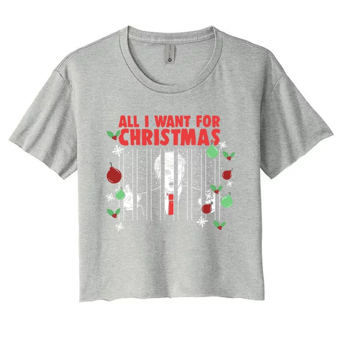 All I Want For Christmas Anti Trump Prison Jail Gift Women's Crop Top Tee