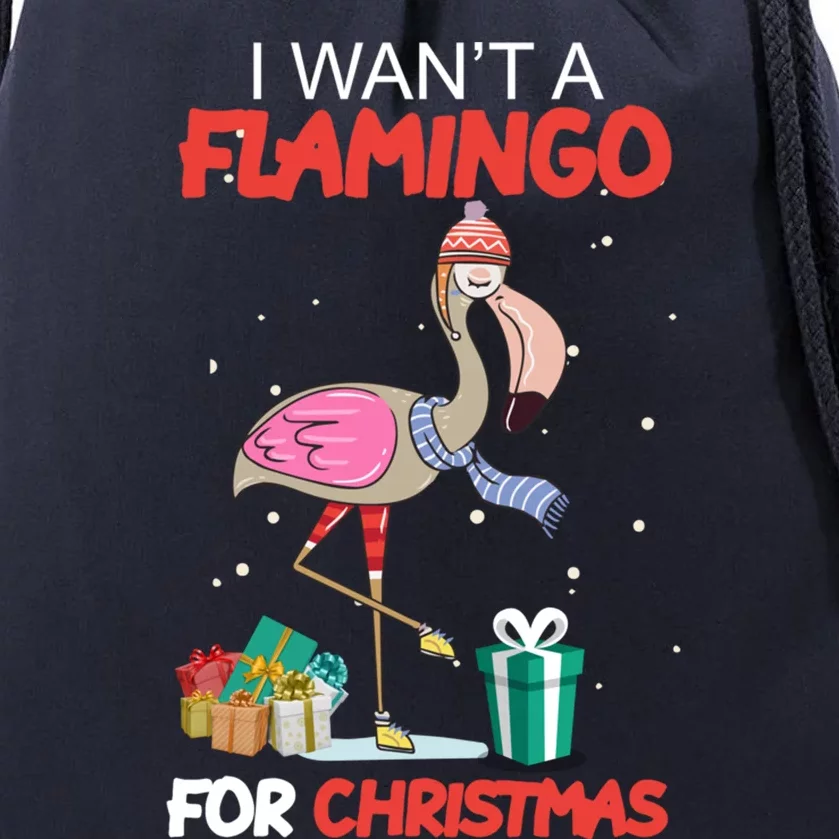 All I Want For Christmas Is A Flamingo Warm Weather Gift Drawstring Bag