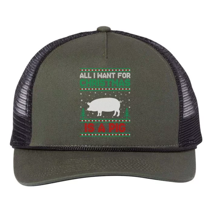 All I Want For Xmas Is A Pig Ugly Christmas Sweater Gift Retro Rope Trucker Hat Cap