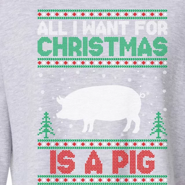 All I Want For Xmas Is A Pig Ugly Christmas Sweater Gift Cropped Pullover Crew