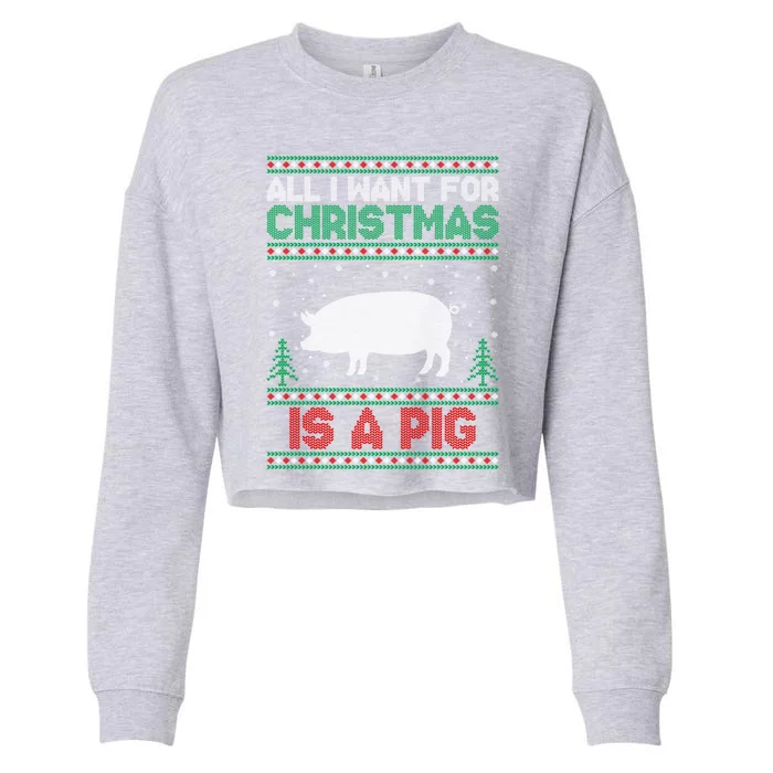 All I Want For Xmas Is A Pig Ugly Christmas Sweater Gift Cropped Pullover Crew