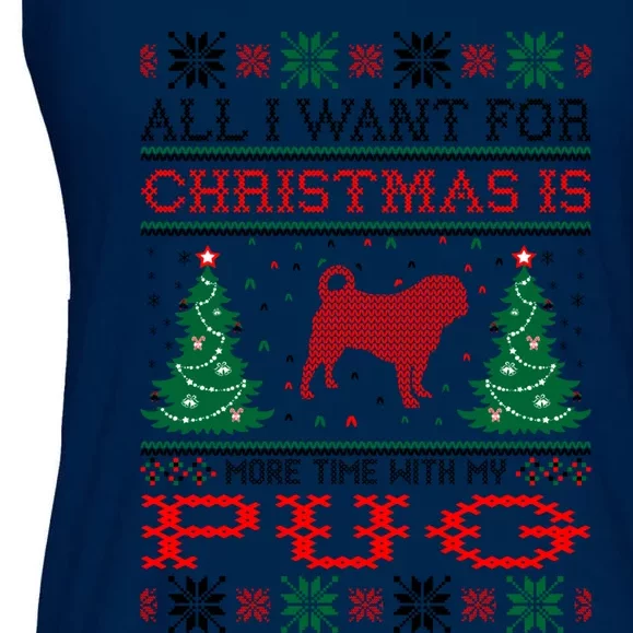 All I Want For Christmas More Time With Pug Great Gift Ladies Essential Flowy Tank