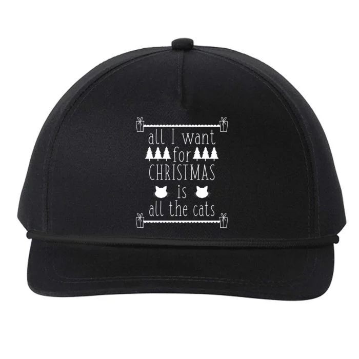 All I Want For Christmas Is All The Cats Holiday Cat Lover Gift Snapback Five-Panel Rope Hat