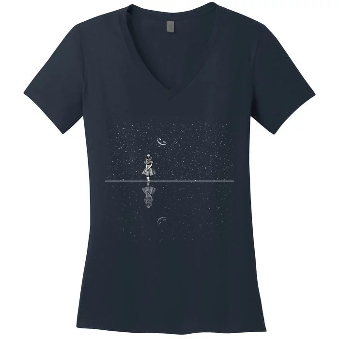 Alice In Wonderland Starry Night Women's V-Neck T-Shirt