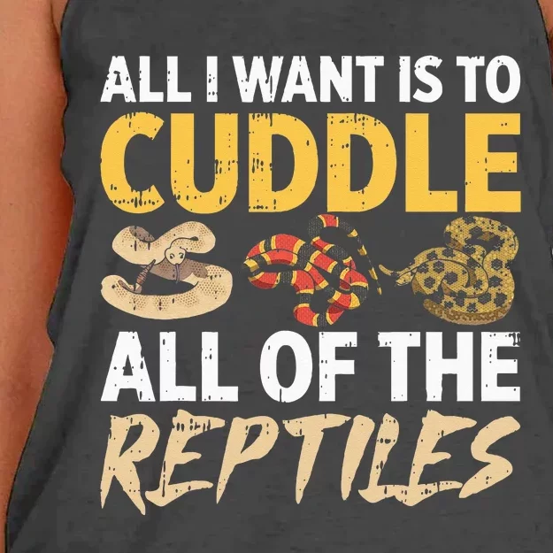 All I Want Is To Cuddle All These Reptiles Lover Women's Knotted Racerback Tank