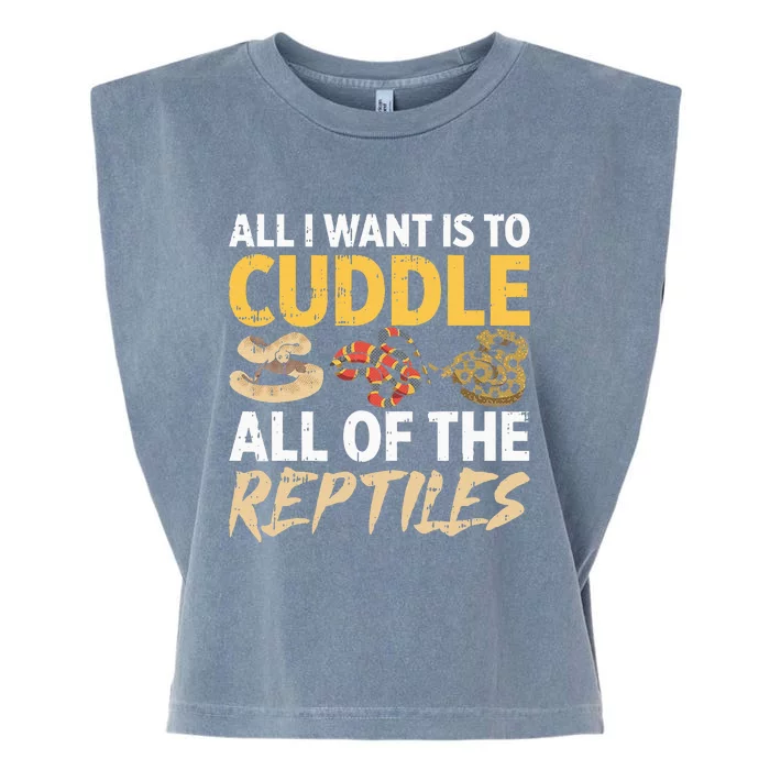 All I Want Is To Cuddle All These Reptiles Lover Garment-Dyed Women's Muscle Tee