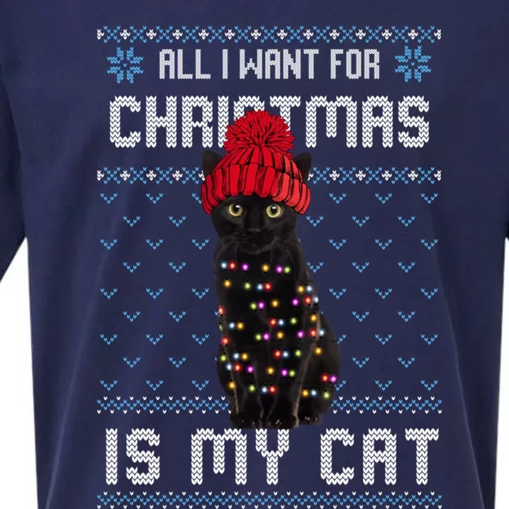 All I Want For Christmas Is My Cat Ugly Christmas Sweater Funny Gift Sueded Cloud Jersey T-Shirt