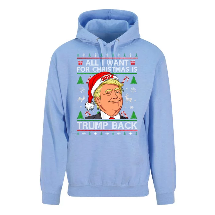 All I Want For Christmas Is Trump Back 2024 Ugly Gift Unisex Surf Hoodie