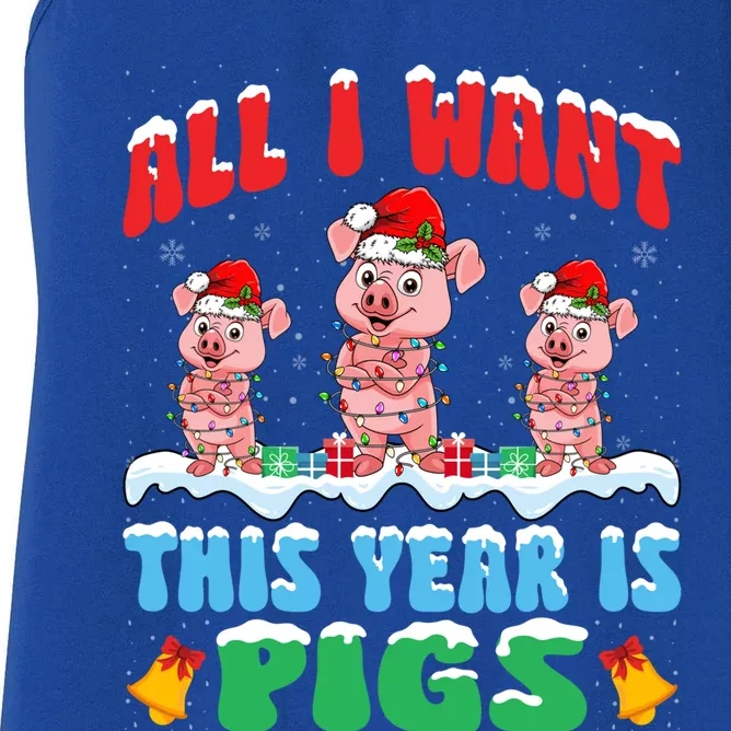 All I Want This Year Is Pigs Wearing Christmas Hat Funny Gift Women's Racerback Tank