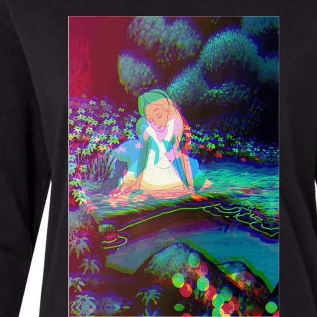 Alice In Wonderland Trippy Womens Cotton Relaxed Long Sleeve T-Shirt