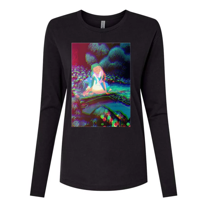 Alice In Wonderland Trippy Womens Cotton Relaxed Long Sleeve T-Shirt