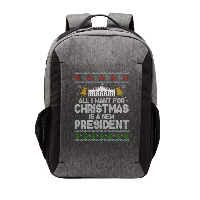 All I Want For Christmas Is A New President Ugly Christmas Sweater Vector Backpack