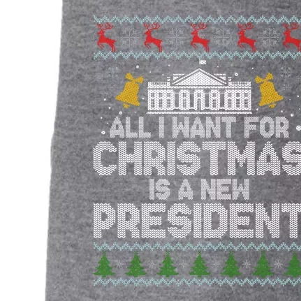 All I Want For Christmas Is A New President Ugly Christmas Sweater Doggie 3-End Fleece Hoodie