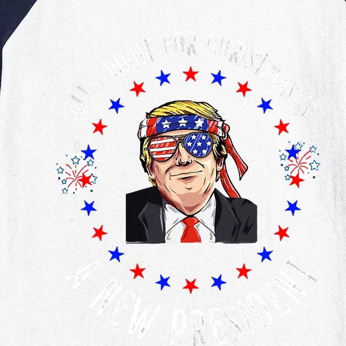 All I Want For Christmas Is A New President Trump Xmas Baseball Sleeve Shirt