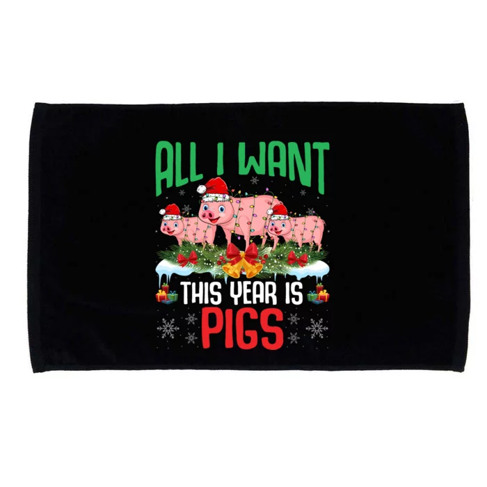 All I Want This Year Is Pigs Wearing Santa Hat Christmas Gift Microfiber Hand Towel