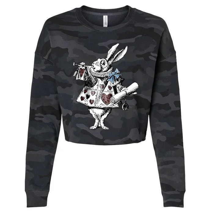 Alice In Wonderland White Rabbit Cropped Pullover Crew