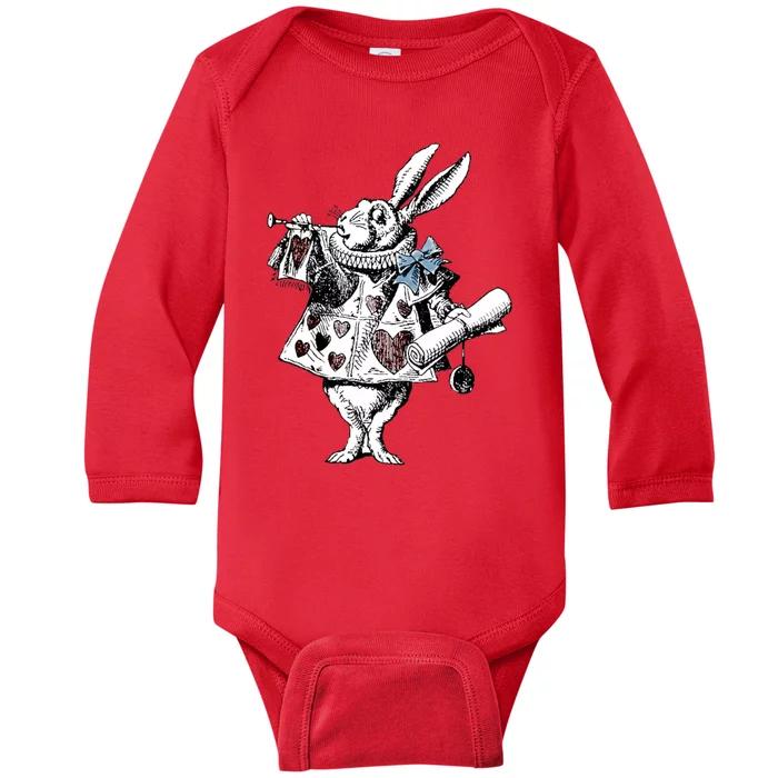 Alice In Wonderland White Rabbit Baby Long Sleeve Bodysuit