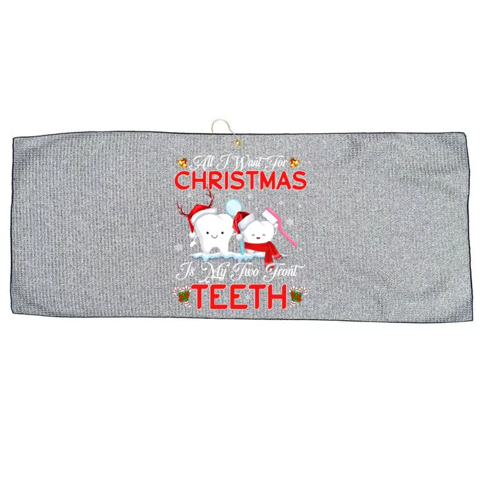 All I Want For Christmas Is My Two Front Teeth Funny Gift Large Microfiber Waffle Golf Towel