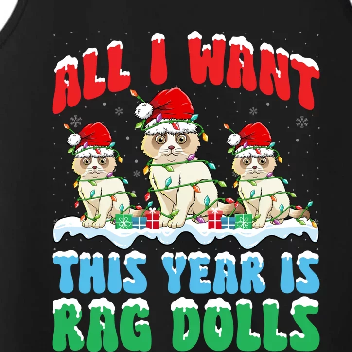 All I Want This Year Is Ragdoll Cat Wearing Christmas Hat Gift Performance Tank