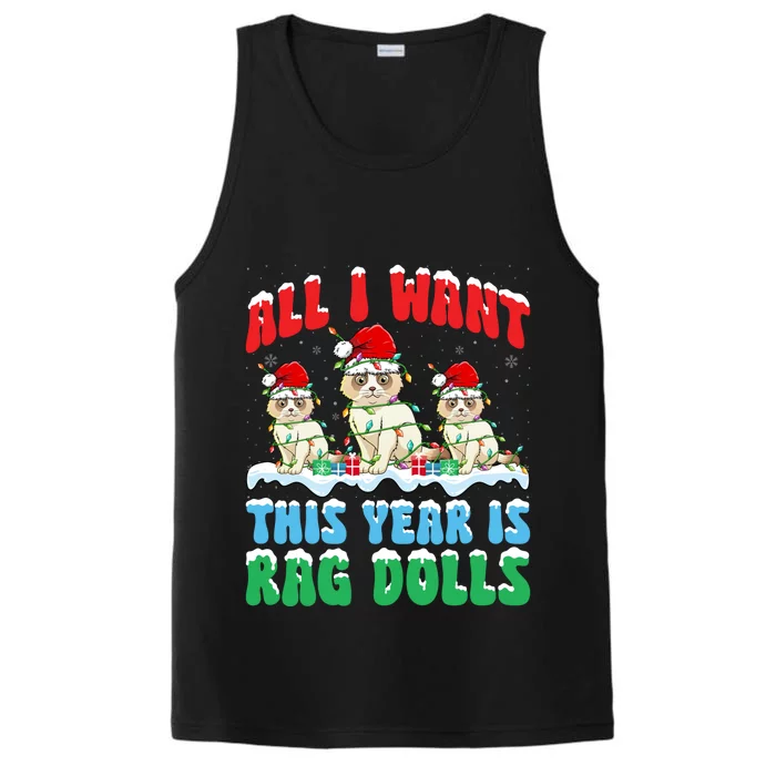 All I Want This Year Is Ragdoll Cat Wearing Christmas Hat Gift Performance Tank