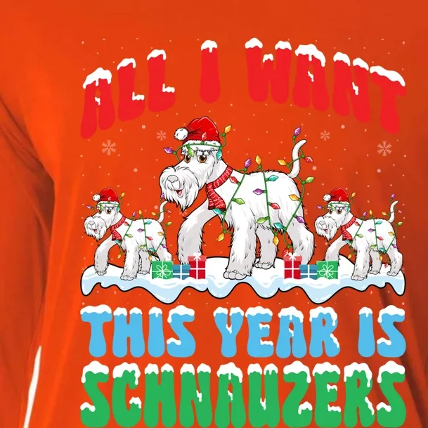 All I Want This Year Is Schnauzer Dog Wearing Christmas Hat Cute Gift Cooling Performance Long Sleeve Crew