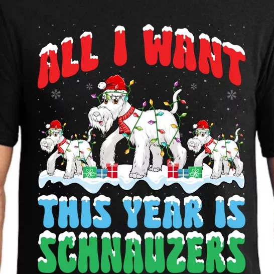 All I Want This Year Is Schnauzer Dog Wearing Christmas Hat Cute Gift Pajama Set