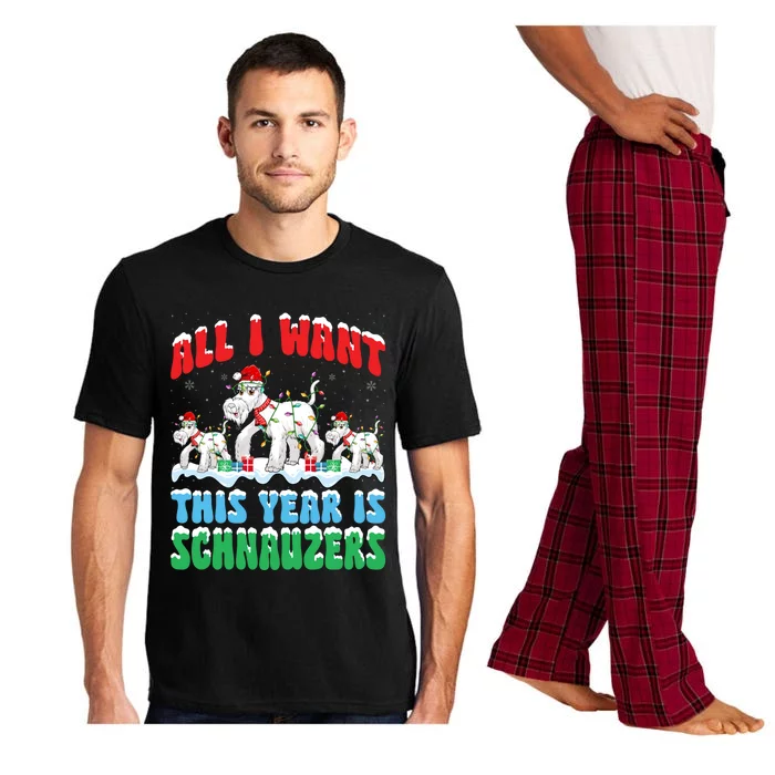 All I Want This Year Is Schnauzer Dog Wearing Christmas Hat Cute Gift Pajama Set