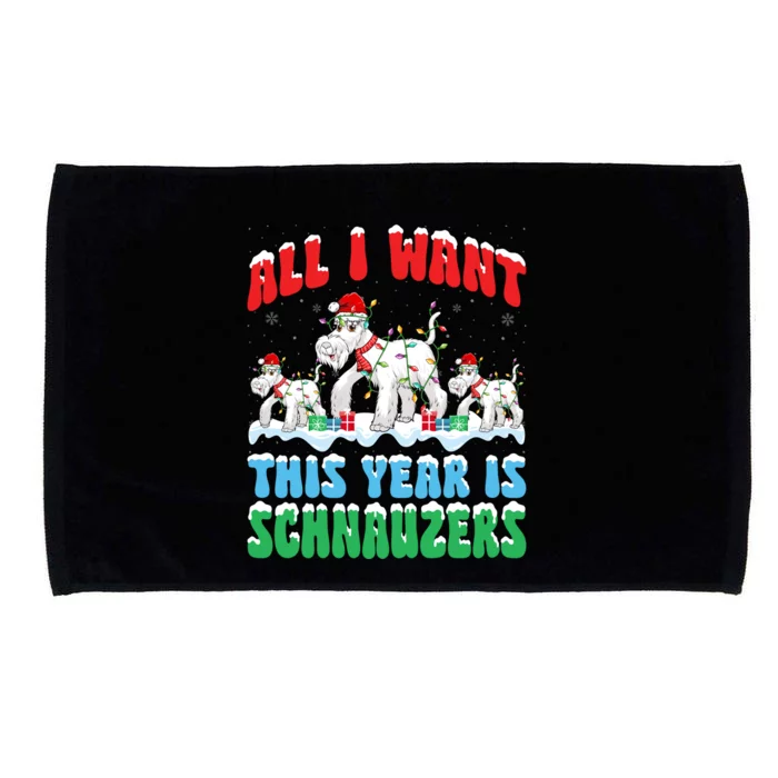 All I Want This Year Is Schnauzer Dog Wearing Christmas Hat Cute Gift Microfiber Hand Towel