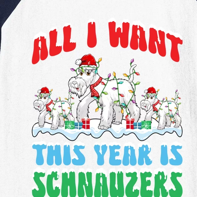 All I Want This Year Is Schnauzer Dog Wearing Christmas Hat Cute Gift Baseball Sleeve Shirt