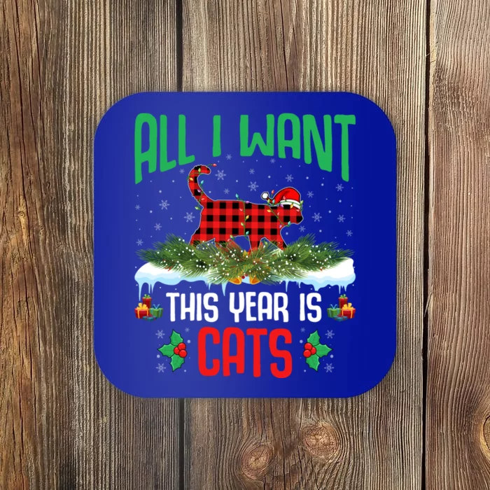 All I Want This Year Is Cats Wearing Santa Hat Christmas Gift Coaster