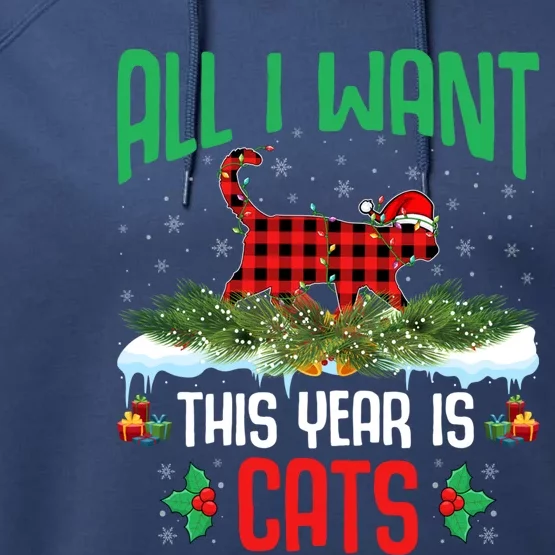 All I Want This Year Is Cats Wearing Santa Hat Christmas Gift Performance Fleece Hoodie