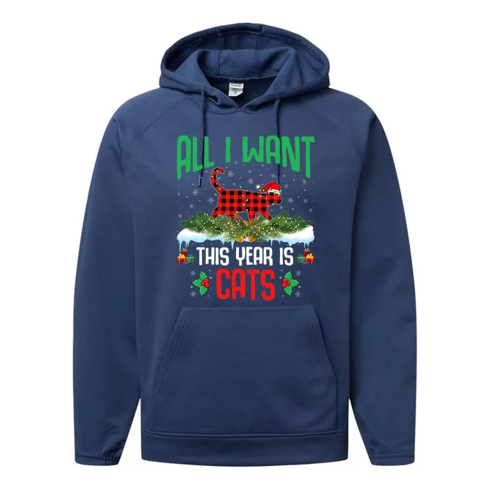 All I Want This Year Is Cats Wearing Santa Hat Christmas Gift Performance Fleece Hoodie