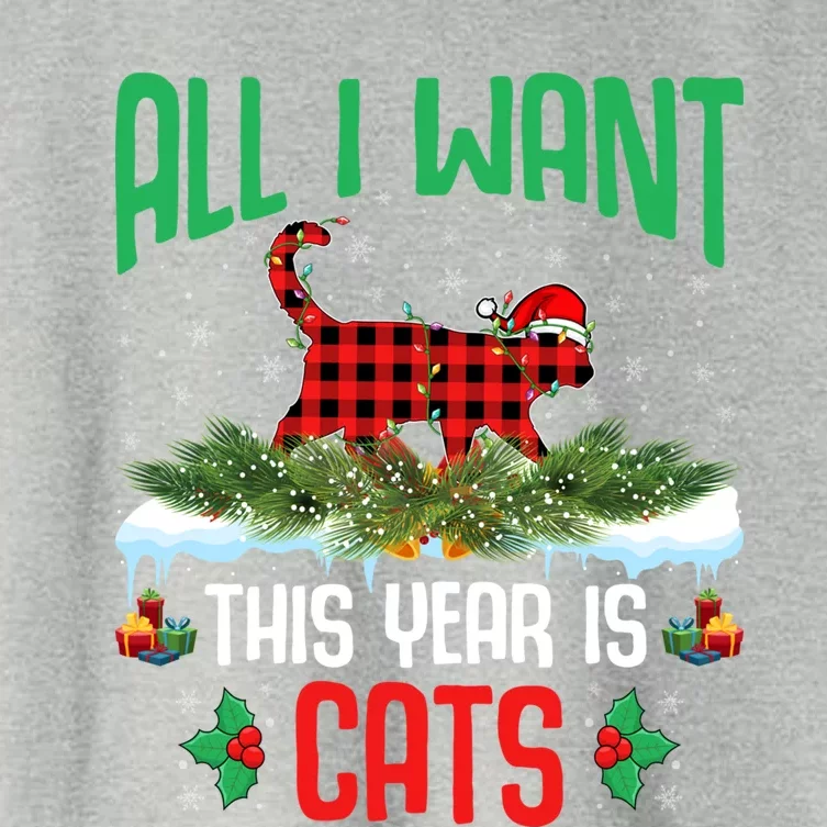 All I Want This Year Is Cats Wearing Santa Hat Christmas Gift Women's Crop Top Tee