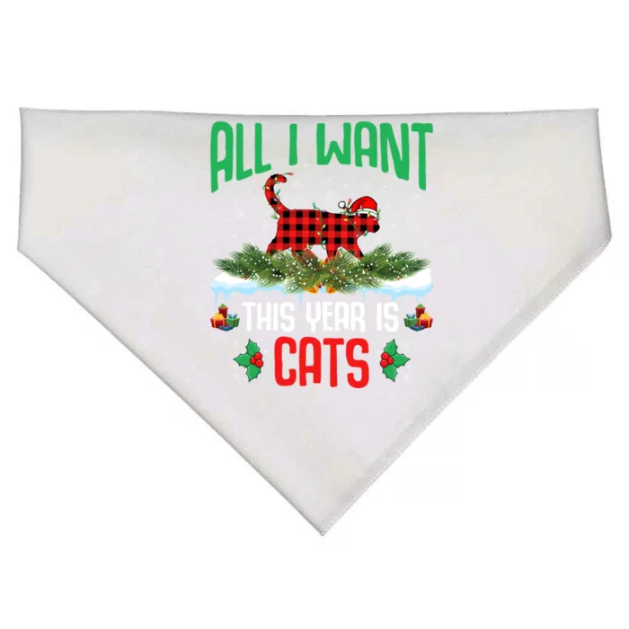 All I Want This Year Is Cats Wearing Santa Hat Christmas Gift USA-Made Doggie Bandana