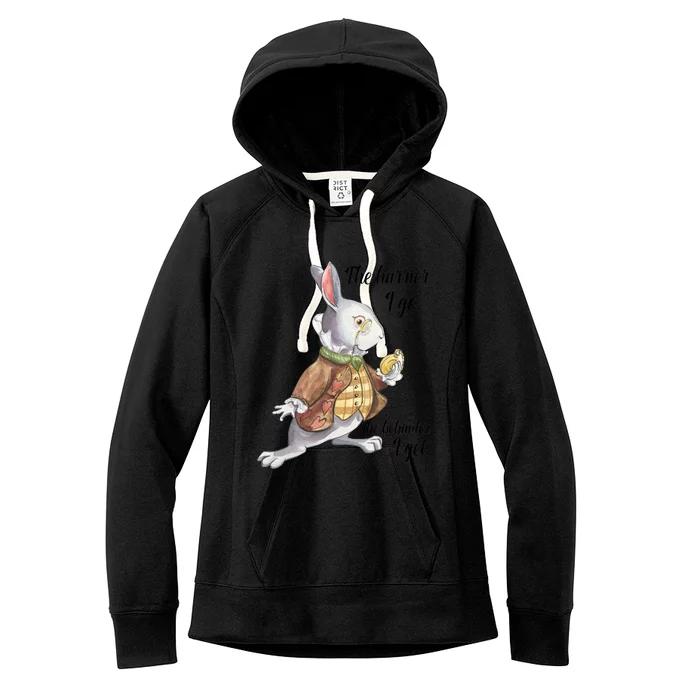 Alice In Wonderland White Rabbit Late The Hurrier I Go Women's Fleece Hoodie